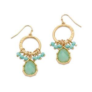 7Charming Sisters Gold Plated Faceted Teardrop & Crystal Charms Earrings‎